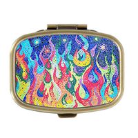 Colorful Ceramic Tiles Pill Box Decorative Boxes Bronze Rectangular Pill Case Medicine Tablet Holder Wallet Organizer Case for Pocket or Purse