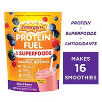 Emergen-C Protein Powder Fuel & Superfoods (16 Servings, Mixed Berry Flavor) Plant-Based & Vegetarian Shake Mix With Organic Superfoods, Vitamin C & Other Antioxidants