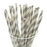 Homeford Firefly Imports Candy Striped Paper Straws, 7-3/4-Inch, 25-Pack, Silver, 7-3/4"