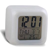 DXINXIN Digital Alarm Thermometer Night Glowing Cube 7 Colors Clock LED Change