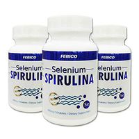 Selenium Spirulina Tablets ∣ Vegan Selenium, Natural Multivitamin & Mineral, Non-GMO, Gluten Free, B12, β-Carotene, Chlorophyll, GLA ∣ 400mg, 150 Counts-3 Month Supply ∣ by FEBICO