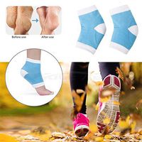 Gel Moisturizing Backfoot Cushion, Heel Care Cotton Socks Inserts, Feet Ankle Dry Hard Cracked Protectors, Foot Pain Relief Insoles,Soft Comfy Orthotics Sleeves - Day Night Beauty Sk (Blue)