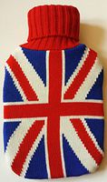Warm Tradition British Flag Knit Covered Hot Water Bottle - Bottle Made in Germany