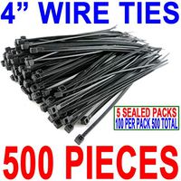 500 Count - Black Plastic 4" Cable Bundle Tie Wire Wrap Zip Ties