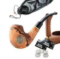 "USN Anchor" pear Tree Wood Hand Made Wooden Tobacco Smoking Pipes Pipe Pouch
