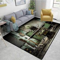 TableCoversHome Industrial Chevron Area Rug for Nursery, Machines in The Factory Pattern Printing Rugs, Fashionable High Class Living Bedroom Rugs (6'x 9')