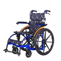 Atten Folding Wheelchair, Portable Self-propelled Wheelchair with Brakes, Removable Footrests, for Elderly, Handicapped, and Disabled Adults Users,Blue