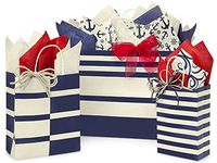 Nautical Gift Bags with Tissue Paper - Nautical Gifts for Boaters for Sailing Gifts for Men or Woman | Gift Bags with Handles | Matching Tissue Paper | Gift Bag Small Medium Large Sizes (Nautical)