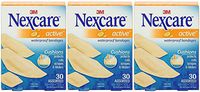 Nexcare Active Waterproof Bandages, Assorted Sizes, 30 Count (Pack of 3)