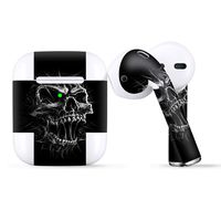 Protective Skin Wrap for Apple AirPods, Vinyl Sticker Cover Decal, Skull Evil Stretch Slash Screaming