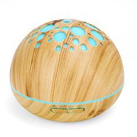 MoKo 300ML Aroma Diffuser, Ultrasonic Cool Mist Humidifier Aromatherapy Essential Oil Diffuser with 7 Adjustable LED Night Light and Time Setting for Office, Home, Yoga, Spa - Wood Color