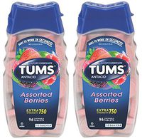 Tums Antacid Chewable Tablets, Extra Strength 750, Assorted Berries, 192 Tablets (2 X 96 Count Bottles)