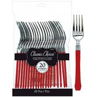 Amscan 436900.40 Classic Choice Premium Cutlery disposable-forks, One Size, Red