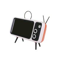 3In1 Retro TV Design Mini Bluetooth Speaker Mobile Phone Stand Holder USB Charging (Orange)