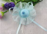 12pcs Shawang Small Yarn Bud Bow Flowers Wedding Decoration Appliques-(upick ) (Blue)