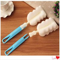 QJSDM Cleaning Sponge 3PCS Long Handle Vacuum Cup Brush Coffee Cup Brush Sponge Cleaning Cup Brush Removable Wash Cup Cleaning Tool,Blue