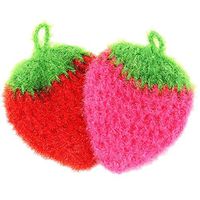 Acrylic Dish Scrubber for Dishwashing Multi-use Non-scratch Net Cloth Scrubber Sponge Set of 2 (Strawberry)