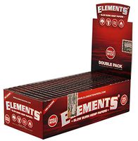 1 box - Elements RED Single Wide Double Window Slow Burn Hemp rolling paper