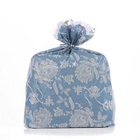 Twofer Reusable Blue Toile Plastic Christmas Gift Wrap Bags - Reuse as Pretty Trash Bags - 10 Count - 21" x 24" - Metallic Ties