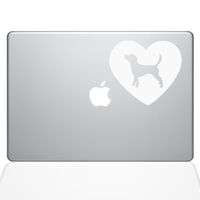 The Decal Guru Heart Beagle MacBook Decal Vinyl Sticker - 15" MacBook Pro (2016 & Newer) - White (1331-MAC-15X-W)