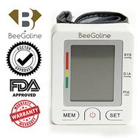 BeeGoline Wrist Blood Pressure Monitor Accurately Detects Blood Pressure Heart Rate & Irregular Heartbeat Cardiologist Approved Large LCD 2 User Selection 180 Memory Easy to Operate & Store Black