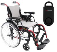 Karman S-Ergo 305 Ultra Lightweight Ergonomic Wheelchair | Adjustable Seat Height | Seat Size 16" X 17" | Frame Color Rose Red & Free 130 dB Black Safety Alarm!