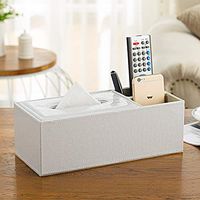 T-ZJHC Multi-Function Tissue Box Desktop Living Room Coffee Table, Long 2 Grid - White