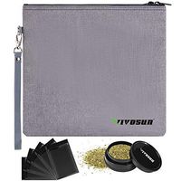 VIVOSUN Smell Proof Bag, 11" x 9" Odorless Stash Storage Pouch with 5 Sealed Bags and One Mini Spice Grinder, Grey