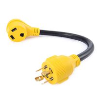 Snowy Fox 18 Inch RV Generator Adapter with Grip Handle - 30 Amp 4 Prong Locking Male Plug to 30 Amp Female Standard Connector for RV Trailer Camper - STW 10/3 Power Cord