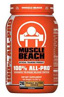 Muscle Beach Nutrition 100% All-Pro Advanced Tri-Phase Release Protein (Peanut Butter Cookie, 2lb) Whey Protein Isolate, Micellar Casein, Whey Protein Concentrate