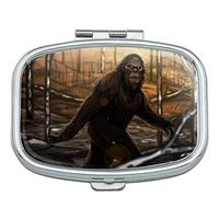 Bigfoot Sasquatch Walking in The Woods Rectangle Pill Case Trinket Gift Box