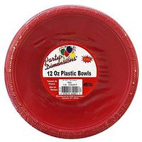 Party Dimensions 12 Count Plastic Bowl, 15 oz, Red