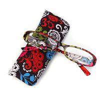 cici store Striped Reading Glasses - Presbyopia Resin Lens Eyeglasses with Bag - +1.0~+4.0 (150, red)