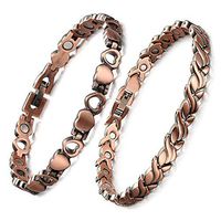 HiTreasure 2 PCS Mens Womens Health Copper Magnetic Bracelet for Arthritis Pain Relief (Imported,3500 Gauss Each Link)
