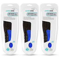 Comfort Zone Gel Work Insoles for Men, Absorbs Shock and Cushions Feet, Sizes 8-13, 3 Pack