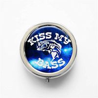 RhyNSky Kiss My Bass Fishing Mini Portable Pocket Purse Pill Box Case Pillbox, 3 Compartments, Silvery, 329