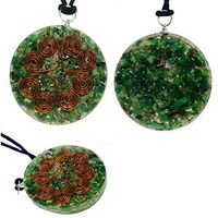 Orgonite Pendant Green Aventurine Heart Cooper Coil Orgone Gemstone Disc Reiki Spiritual Generator Energy Accumulator EMF Protection 2 inch