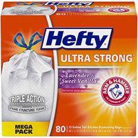Hefty Ultra Strong Tall Kitchen Trash Bags - Lavender Sweet Vanilla, 13 Gallon, 80 Count