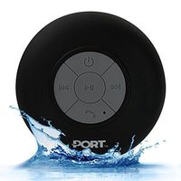 PORT Water Proof Bluetooth 3.0 Speaker, Water Resistant Mini Wireless Shower Speaker, Handsfree Portable Speakerphone with Built-in Mic (Black)