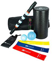 YogiMall All-in-One Massage & Fitness Home Exercise Kit – Foam Roller, Massage Stick, Lacrosse Ball, Spiky Ball, 3 Resistance Loop Bands and Bag for Total Body Deep Tissue Massage, Stretching & Yoga