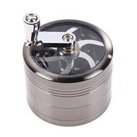 Tobacco Leaf Cutter Shredder Machine for Tobacco Leaves or Herbs - Cutter Hand Shake Zinc Alloy 63mm Zinc with Handle Cigarette Breaker (Grey)