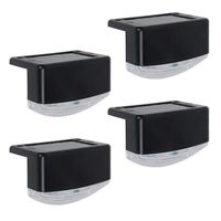 Solar Outdoor Rail Light (4 Pack) - Modern Rail Lights for Decks, Steps and Railings, Backyard Garden and Patio - Warm White Premium LEDs, Waterproof, Solar Powered, Black by Solucent