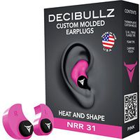 Decibullz - Custom Molded Earplugs, 31dB Highest NRR, Comfortable Hearing Protection for Shooting, Travel, Swimming, Work and Concerts (Pink)