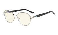Eyekepper Computer Reading Glasses,Blue Light Filter Readers, Stylish Cateye Round Eyeglasses Women,Gunmetal +0.75