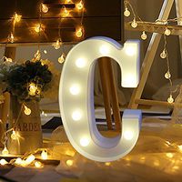 QIUUE 26 Letters LED Lights - Alphabet LED Letter Lights Light Up White Plastic Letters Standing Hanging A-N (C)