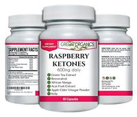 Green Organics Raspberry Ketones – Burn Calories at Work – Aids Weight Loss - 60 Capsules