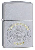 Zippo U.S. Army Emblem Satin Chrome Pocket Lighter, Satin Chrome Seal, One Size