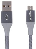 AmazonBasics Double Braided Nylon USB 2.0 A to Micro B Charger Cable | 10 Feet, Dark Grey (Renewed)