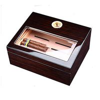 Zhenxinshiyi Double-Layer Large-Capacity Imported Spanish Cedar Wood Humidifier Portable Professional Care Smoking Cigar Box, High-Definition Glass Window, Equipped with Humidifier, Piano Paint