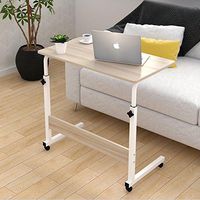 Magshion Laptop Stand Adjustable Computer Standing Desk Portable Cart Tray Side Table with Wheels for Bed Sofa Hospital Reading Eating (Off-White)